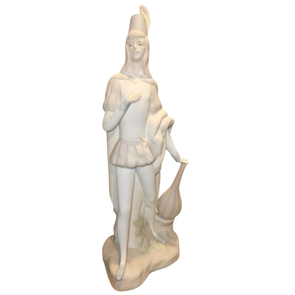 Vintage Figurine Porceval Porcelain Renaissance Minstrel With Lute Made in Spain